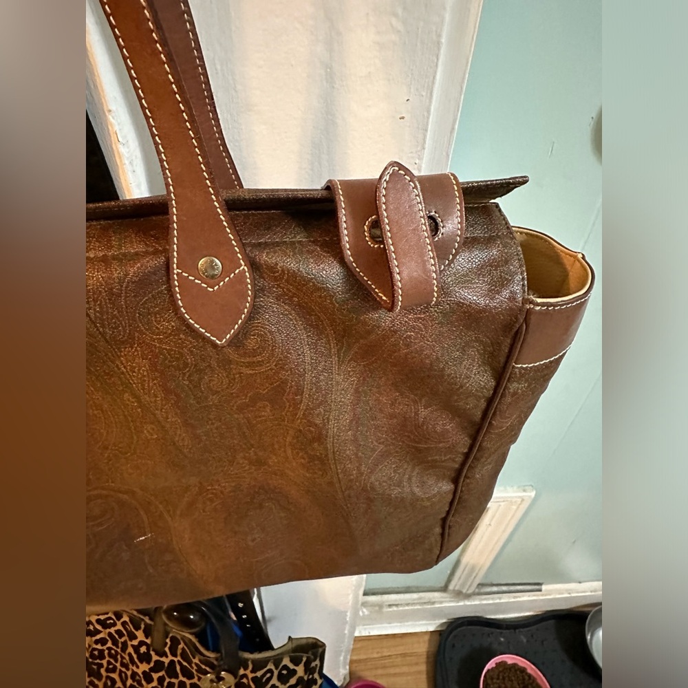 Authentic Extremely Large Etro Leather Shoulder B… - image 7